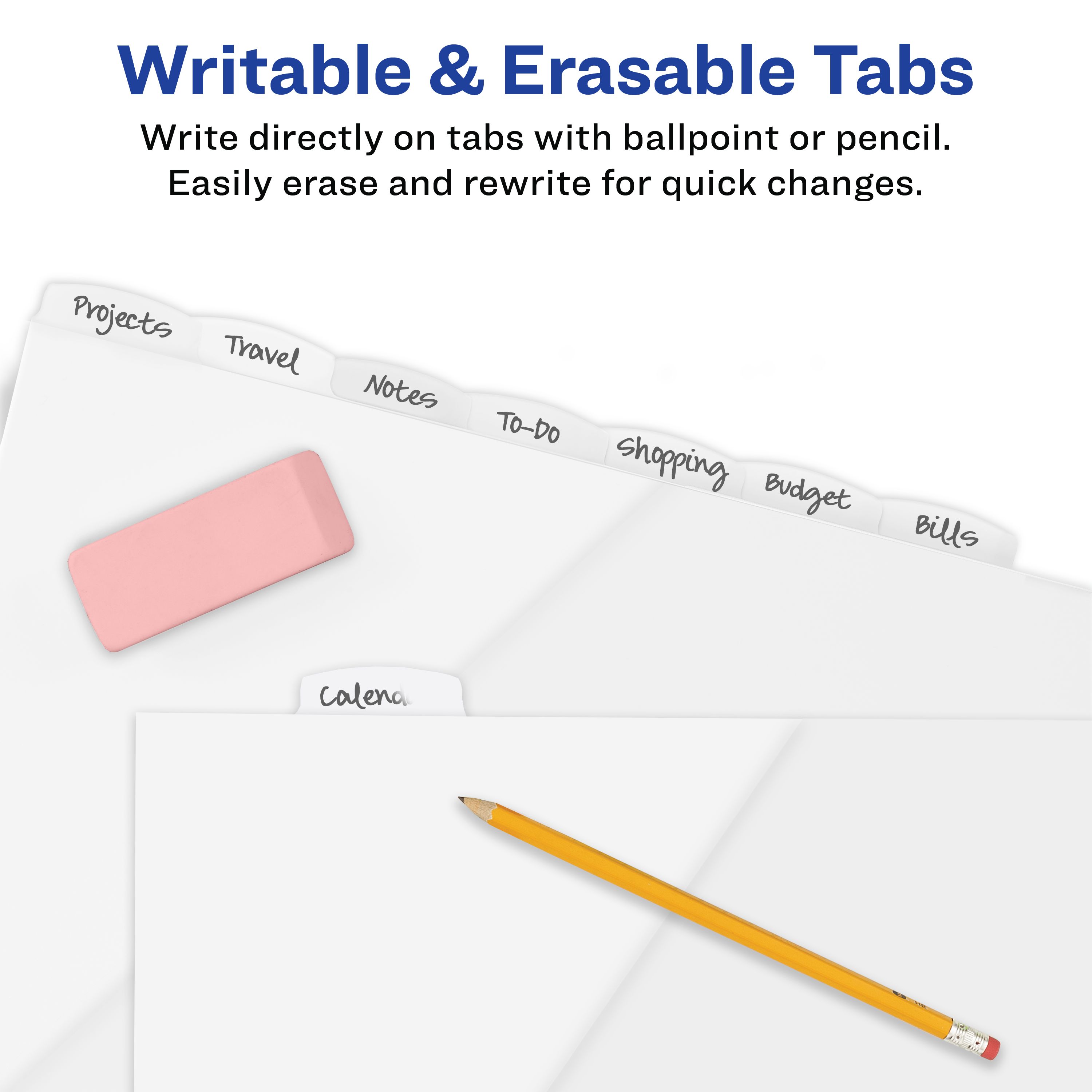 Avery(R) Durable Plastic 8-Tab Write & Erase Dividers for 3 Ring